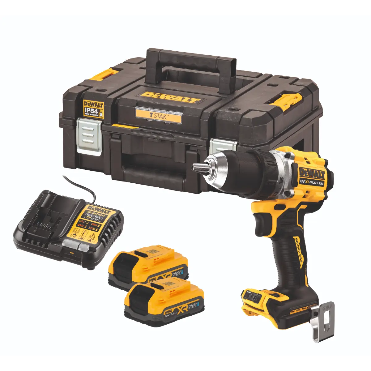 DEWALT 18 V / 3,5Ah Akku-Bohrschrauber, inkl. 2 Akkus und System-Schnellladegerät