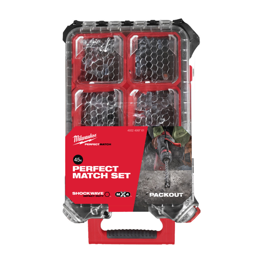 Milwaukee SHOCKWAVE Zubehör-Set 45-tlg. Bits Bohrer MX4 im PACKOUT Compact Slim Organiser