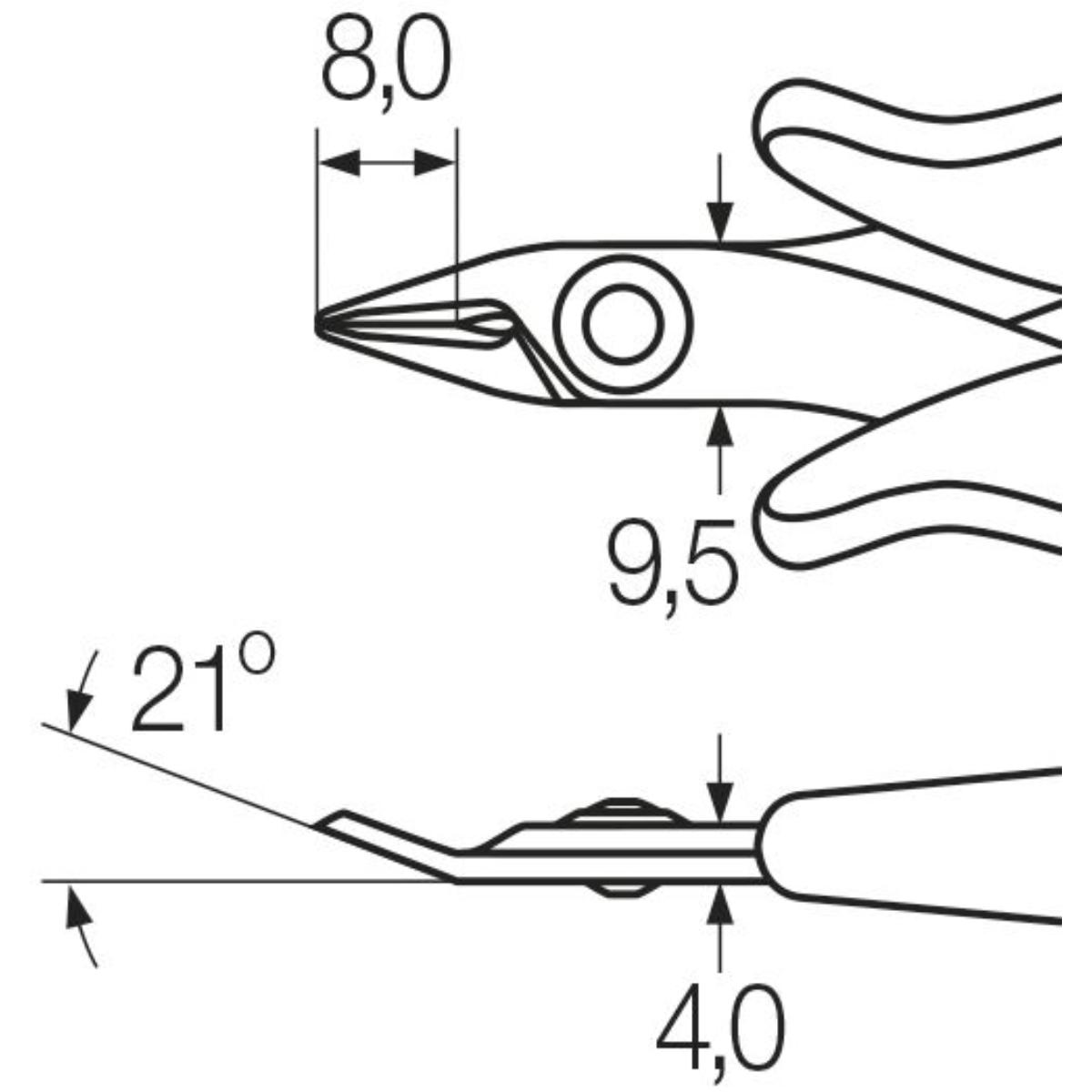 Wiha Seitenschneider Electronic sehr schmaler, spitzer Kopf ohne Wate - Blisterverpackung