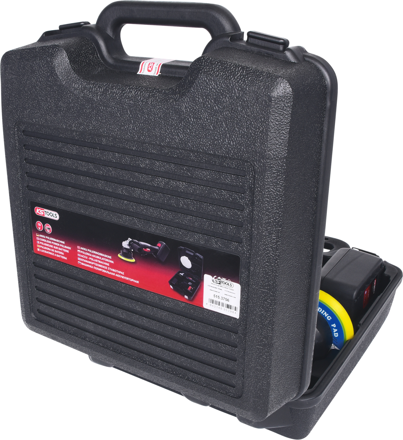 KS Tools Akku-Poliermaschine, 2.300 U-min 18V, mit 1 Akku und 1 Ladegerät