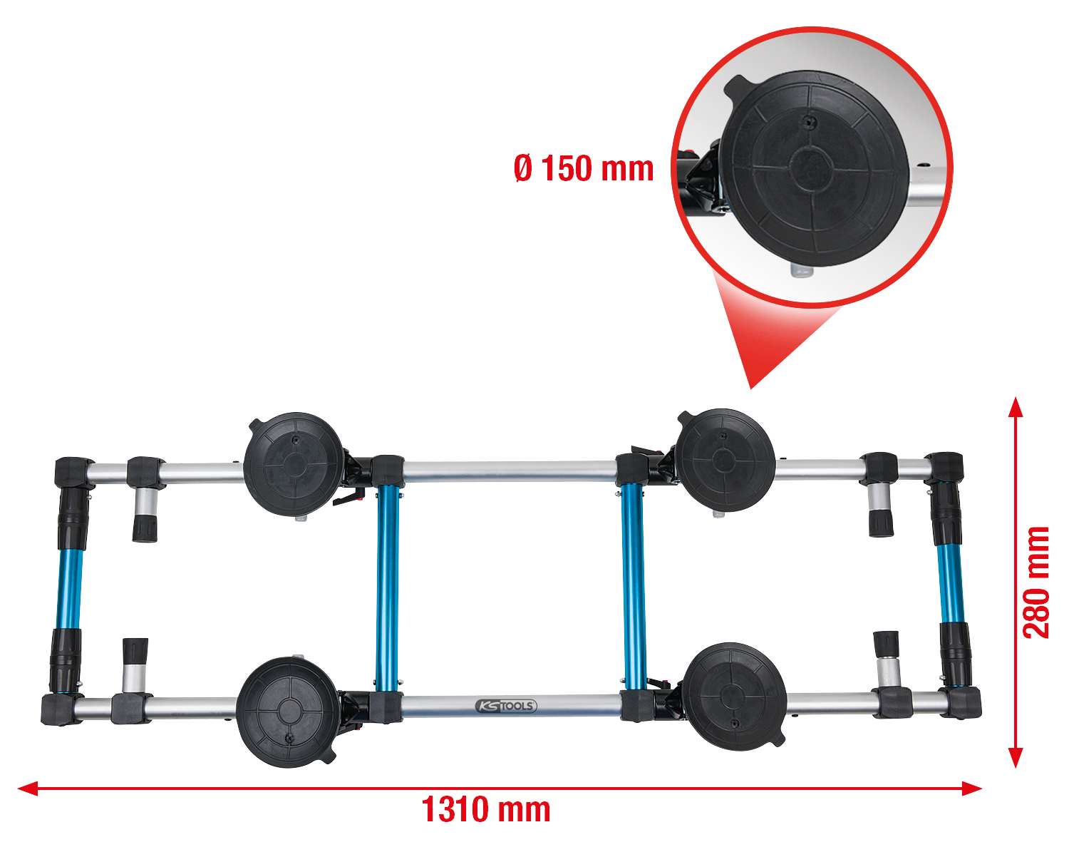 KS Tools Vierfach-Saugheber, 100 kg