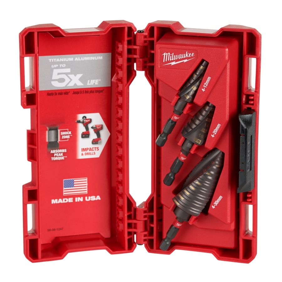 Milwaukee - SHOCKWAVE™ schlagfestes Stufenbohrer Set 3-teilig - 1/4 Zoll HEX-Antrieb
