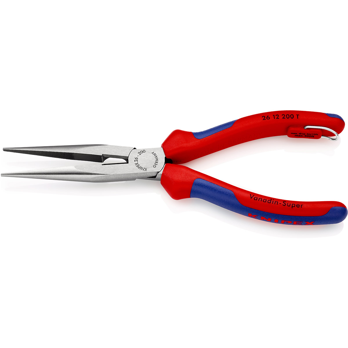 KNIPEX Flachrundzgange mit Schneide/Befestigungsöse atramentiert (Storchschnabelzange)