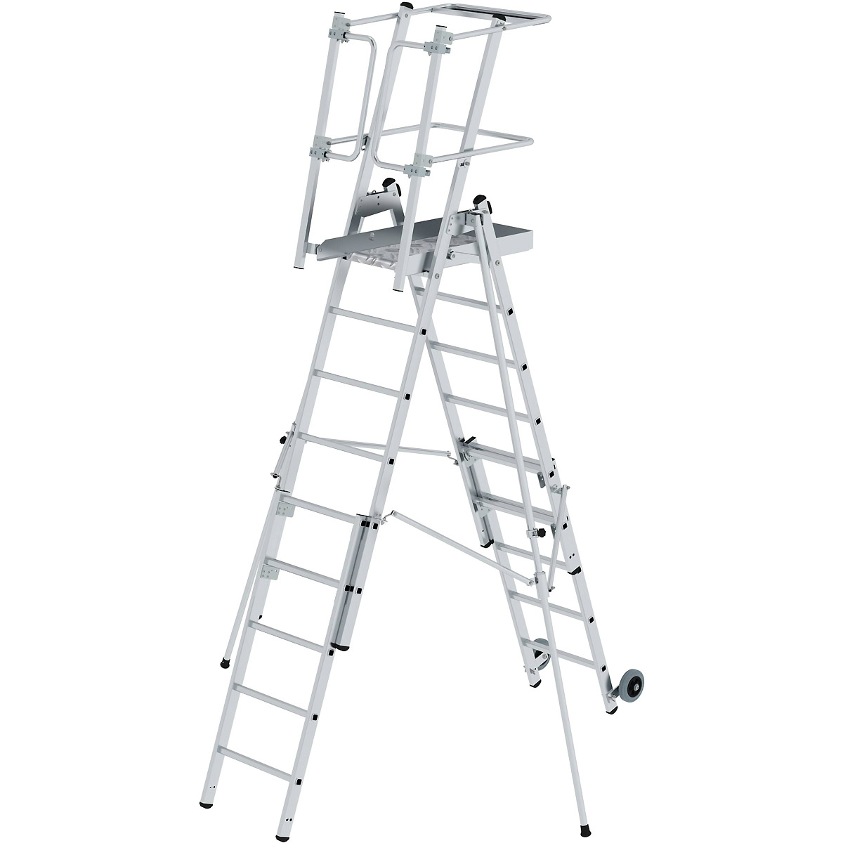 Munk Plattformleiter FlexxStep 6 Sprossen mit Teleskopaufsatz 3 Sprossen