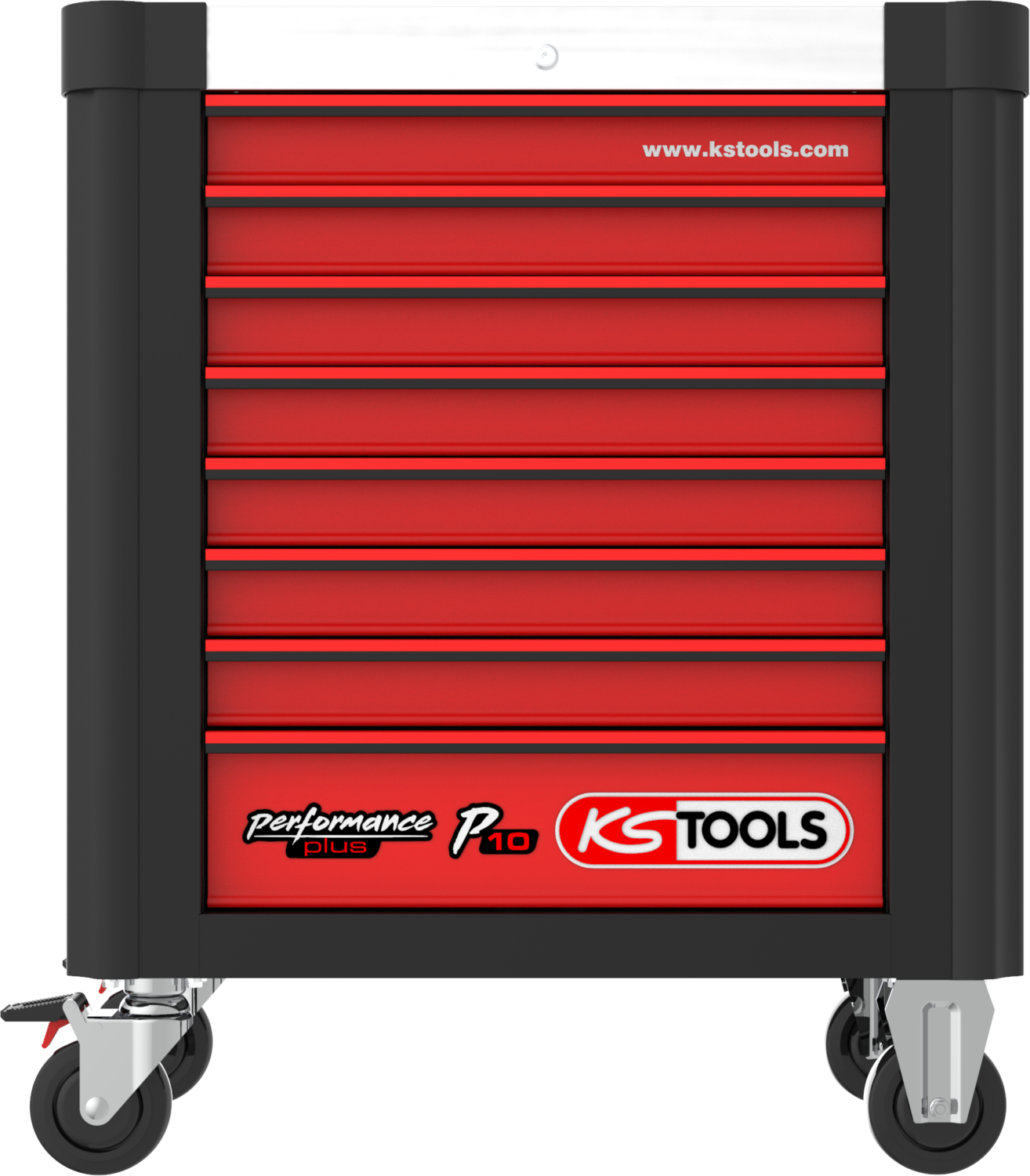 KS Tools PERFORMANCEplus P10 SCHWARZ-ROT Werkstattwagen mit 8 Schubladen