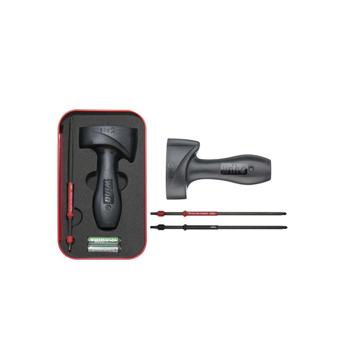 Wiha Drehmoment-Testgerät Torque QuickCheck Set 4-teiliges Set mit Adapterklingen, Batterien und Box