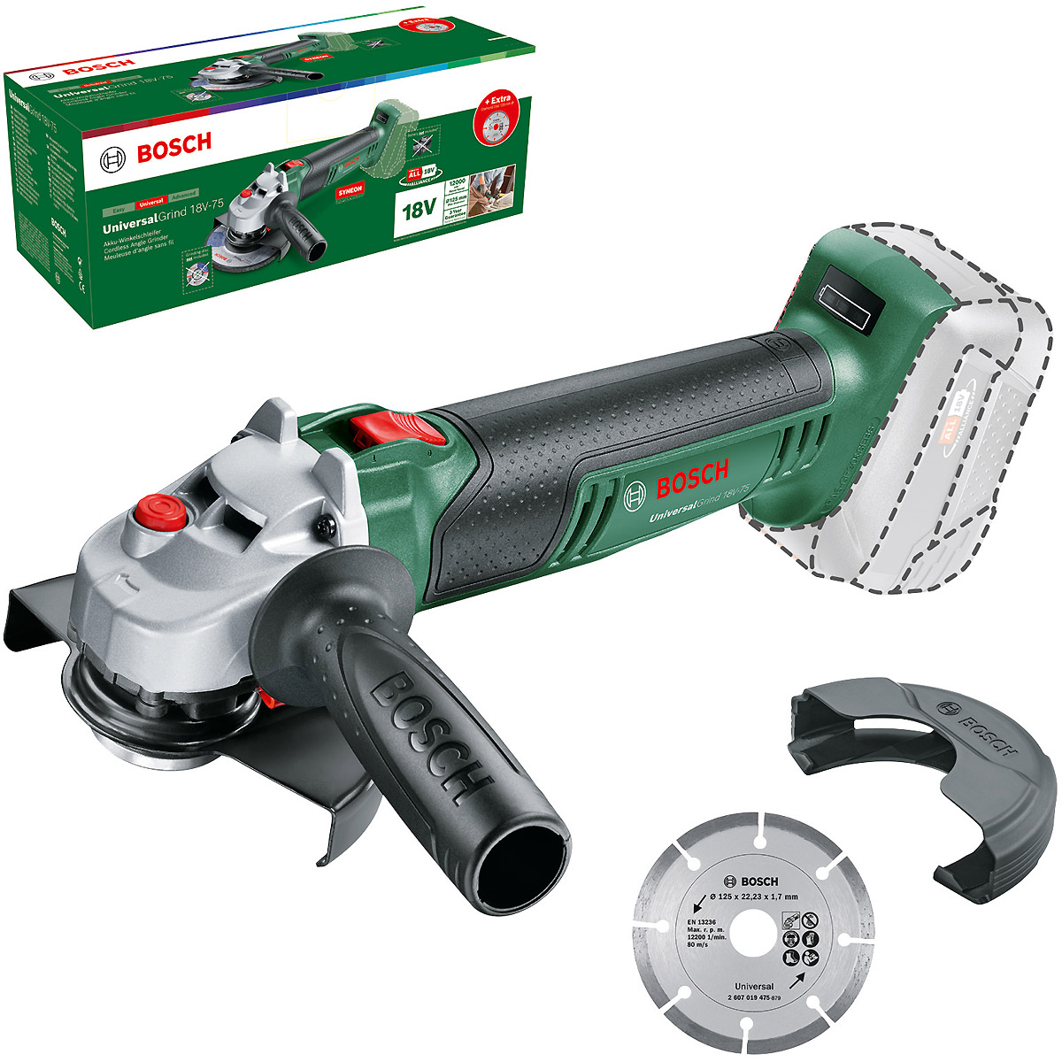 Bosch Akku-Winkelschleifer UniversalGrind 18V-75 ohne Akku