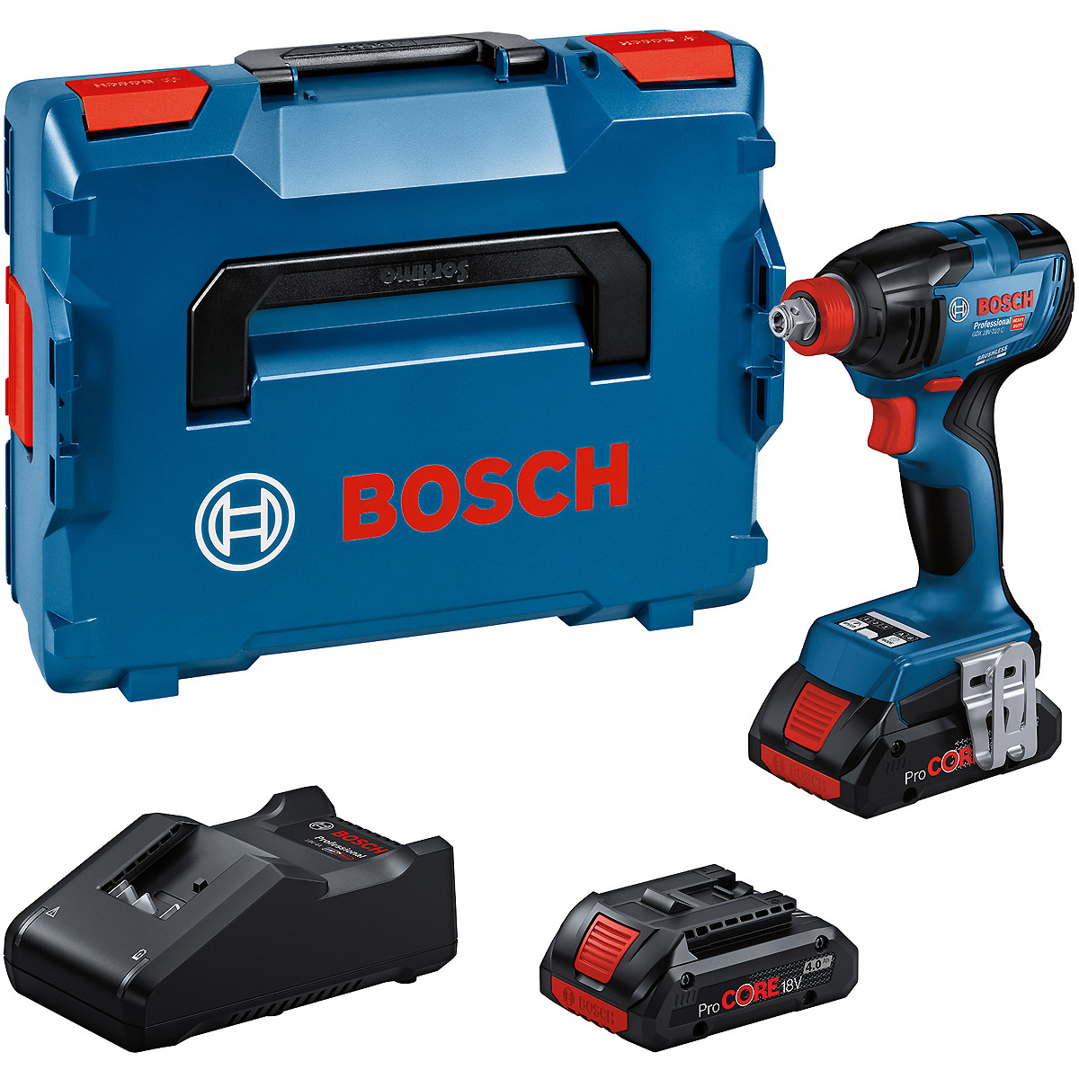 Bosch Akku-Drehschlagschrauber GDX 18V-210 C: 2x Akku ProCORE18V 4.0Ah, L-BOXX