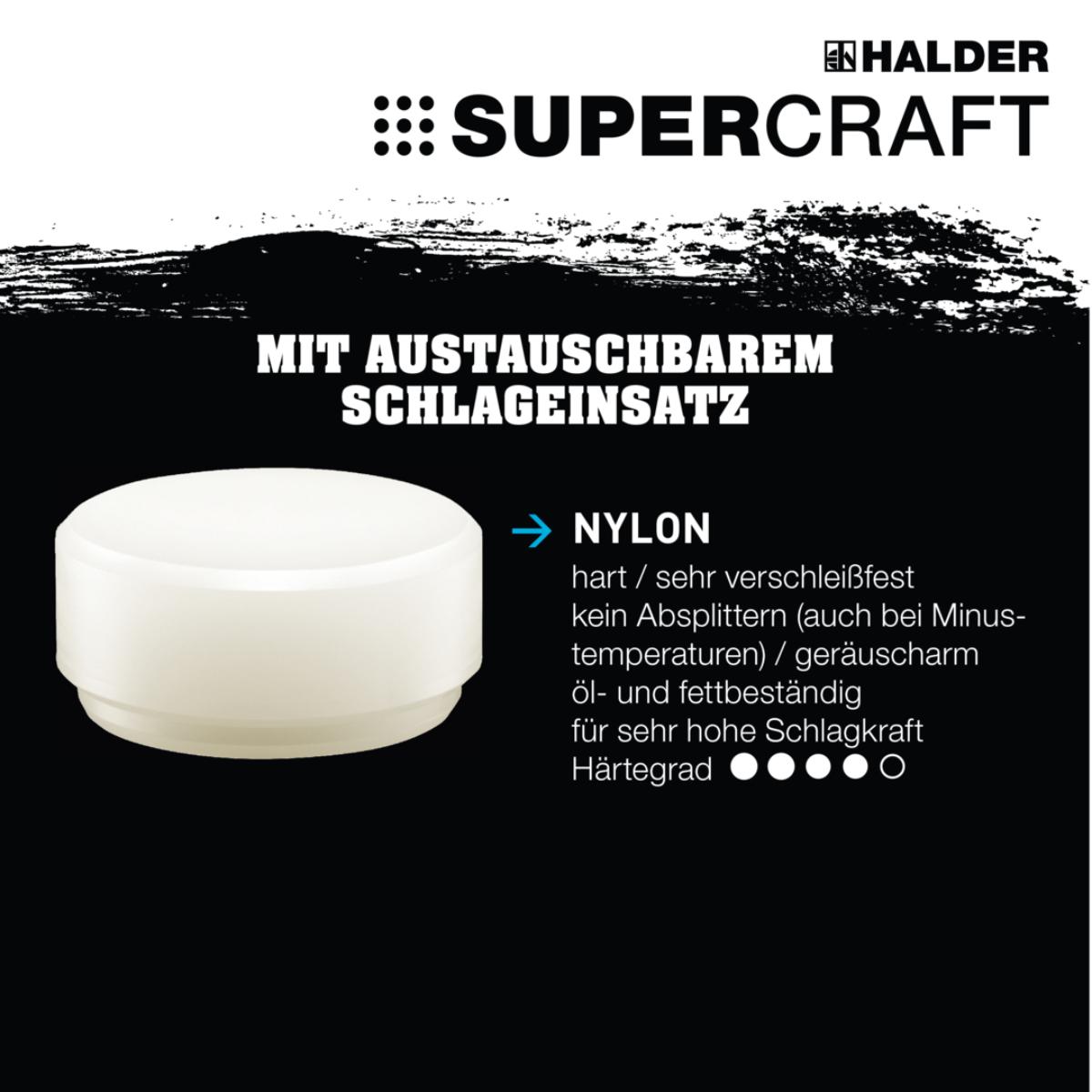 HALDER SUPERCRAFT - Schonhammer rückschlagfrei mit Hickorystiel, Nylon