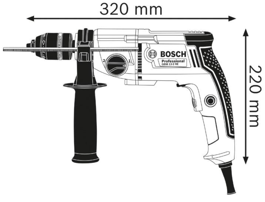 Bosch Bohrmaschine GBM 13-2 RE, mit Zahnkranzbohrfutter 1,5 - 13 mm