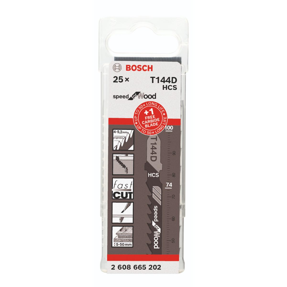 Bosch Stichsägeblatt-Set: T 144 D + 1 EXPERT Hardwood Fast T 144 DHM , 25-tlg.