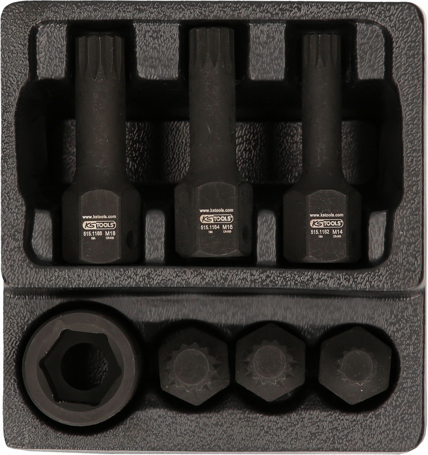 KS Tools 1/2" Spezial-Kraft-Bit-Stecknuss-Satz Vielzahn, 7-tlg M14-M18