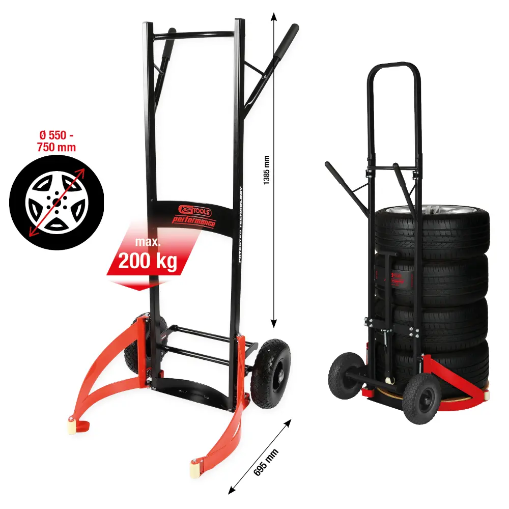 KS TOOLS performance Profi-Reifenwagen, Tragkraft max. 200 kg