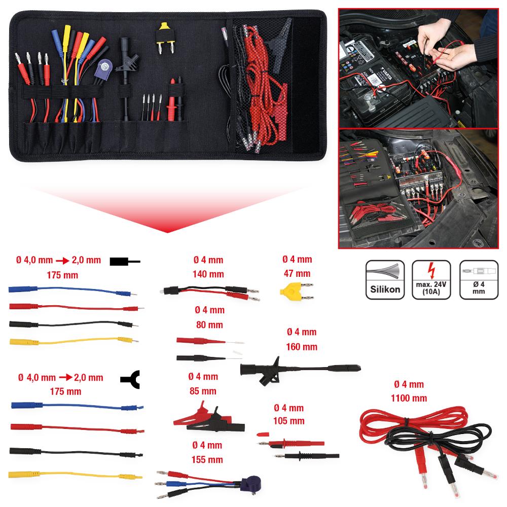 KS Tools 12/24V Diagnose Prüf- und Mess-Kabel-Satz, 25-tlg