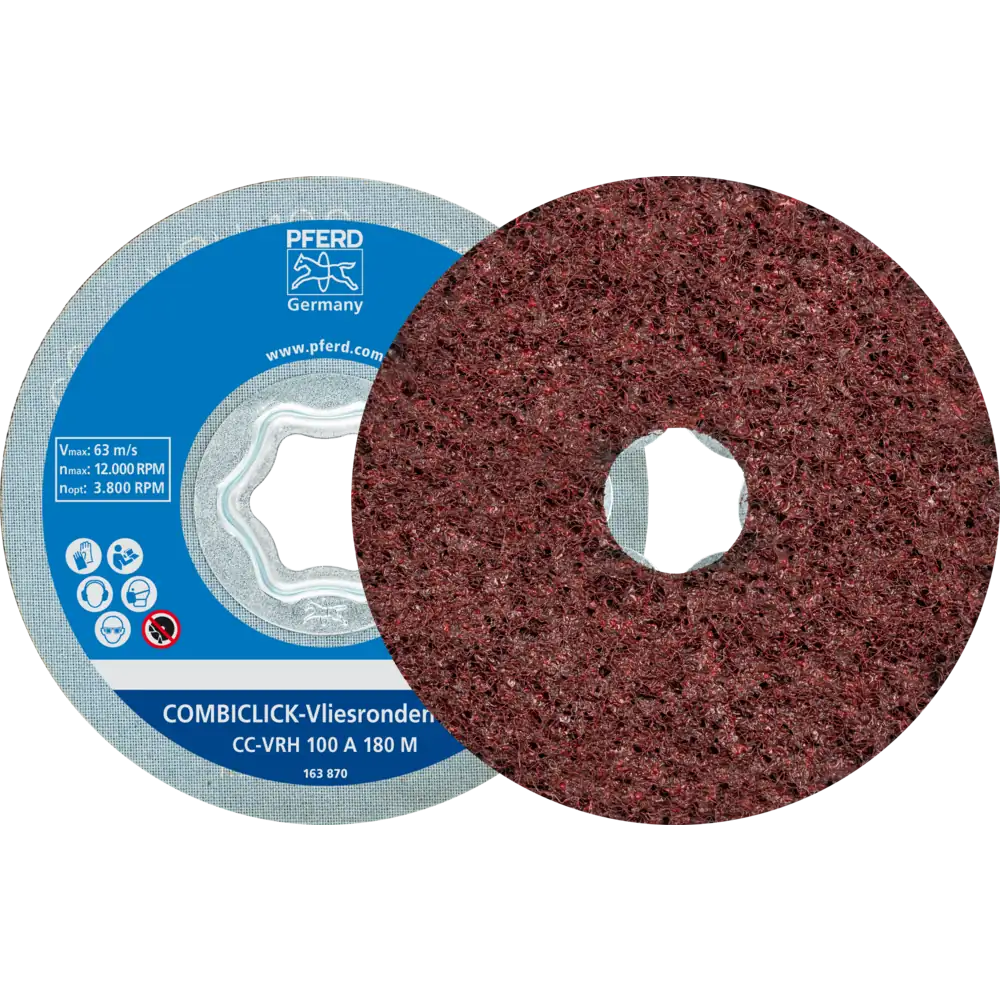 PFERD TOOLS COMBICLICK harte Vliesronde CC für Feinschliff und Finish mit Winkelschleifer