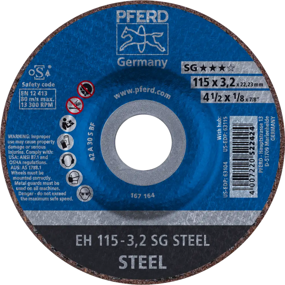 PFERD TOOLS Trennscheibe EH gekröpft Leistungslinie SG STEEL für Stahl
