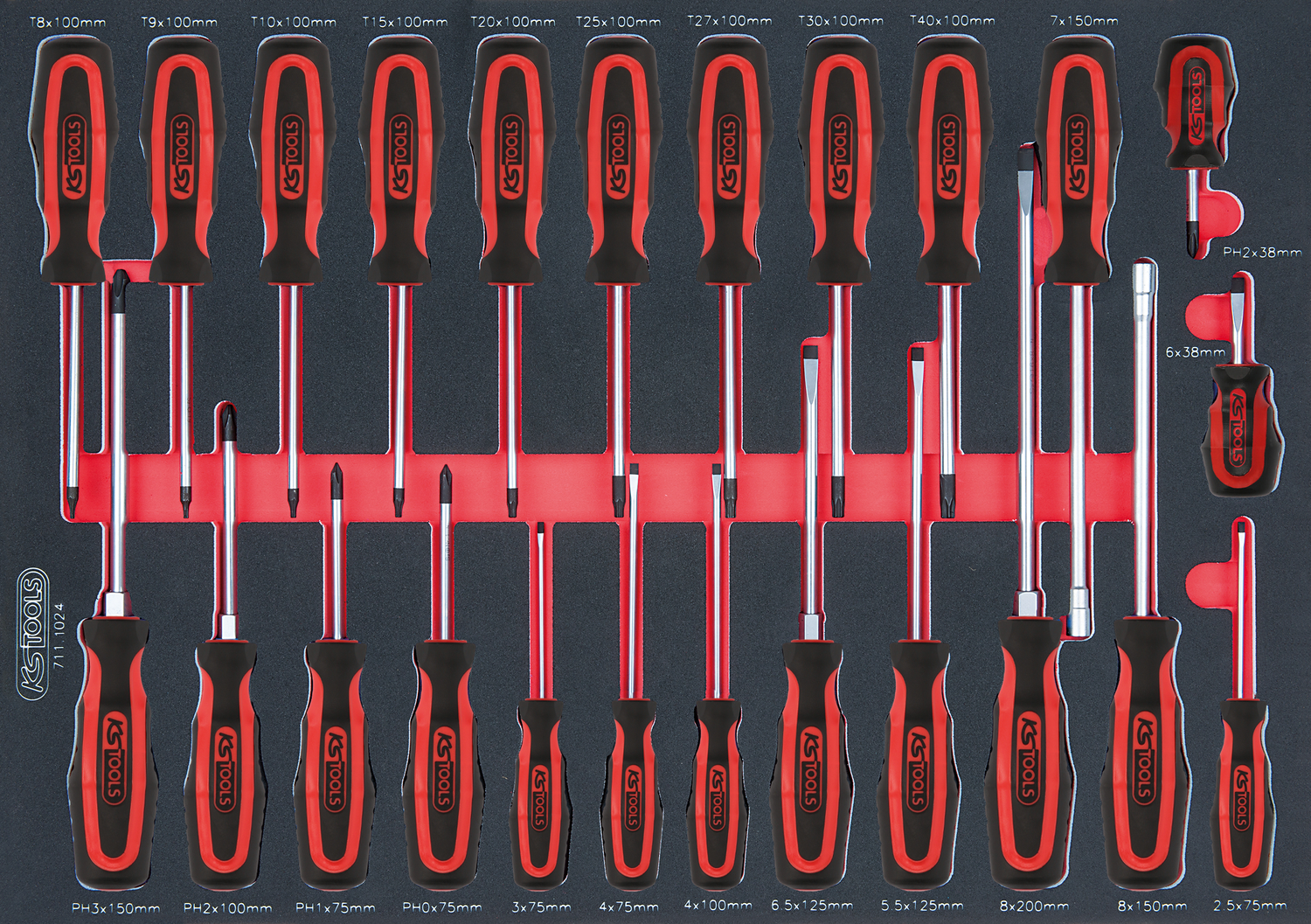 KS Tools SCS ERGOTORQUEplus Schraubendreher-Satz, 24-tlg in 1-1 Systemeinlage
