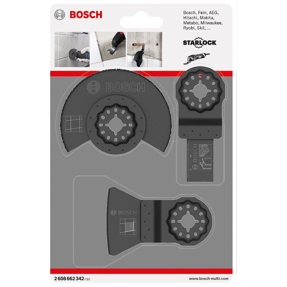 Bosch 3-teiliges Fliesen-Basis-Set für Multifunktionswerkzeug