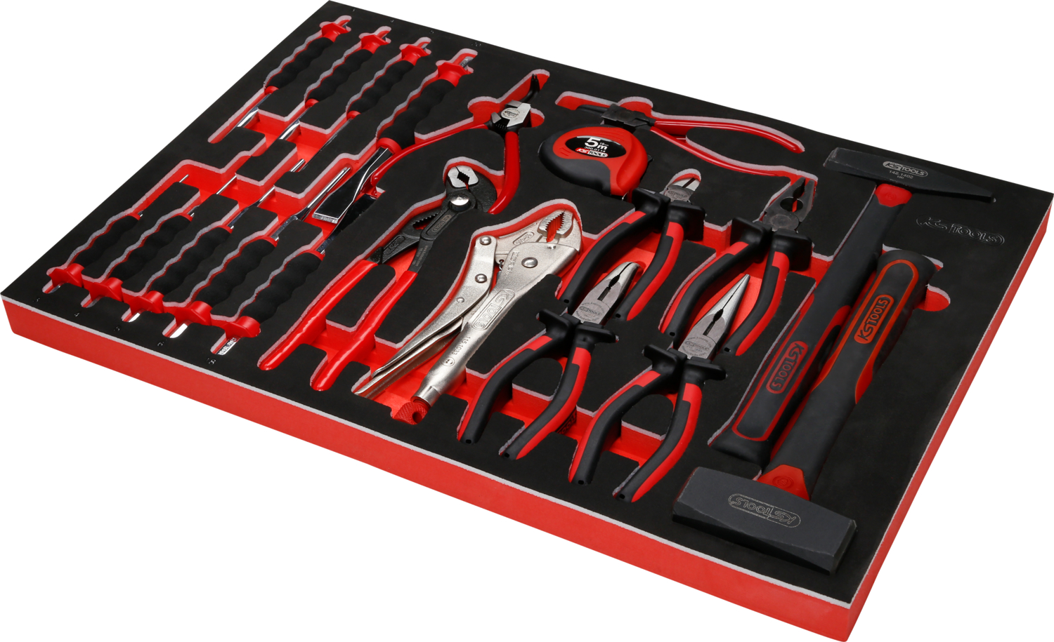 KS Tools Zangen- Hammer- und Meißel-Satz in Schaumstoffeinlage, 22-tlg