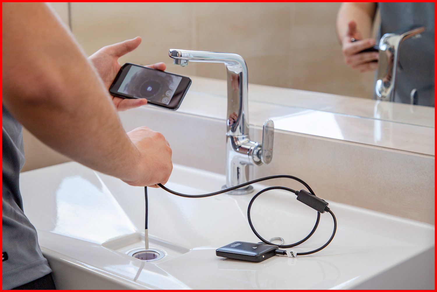 KS Tools Wi-Fi-Videoskop-Satz mit Ø 3,9 mm 0° HD Frontkamera-Sonde, 7-tlg