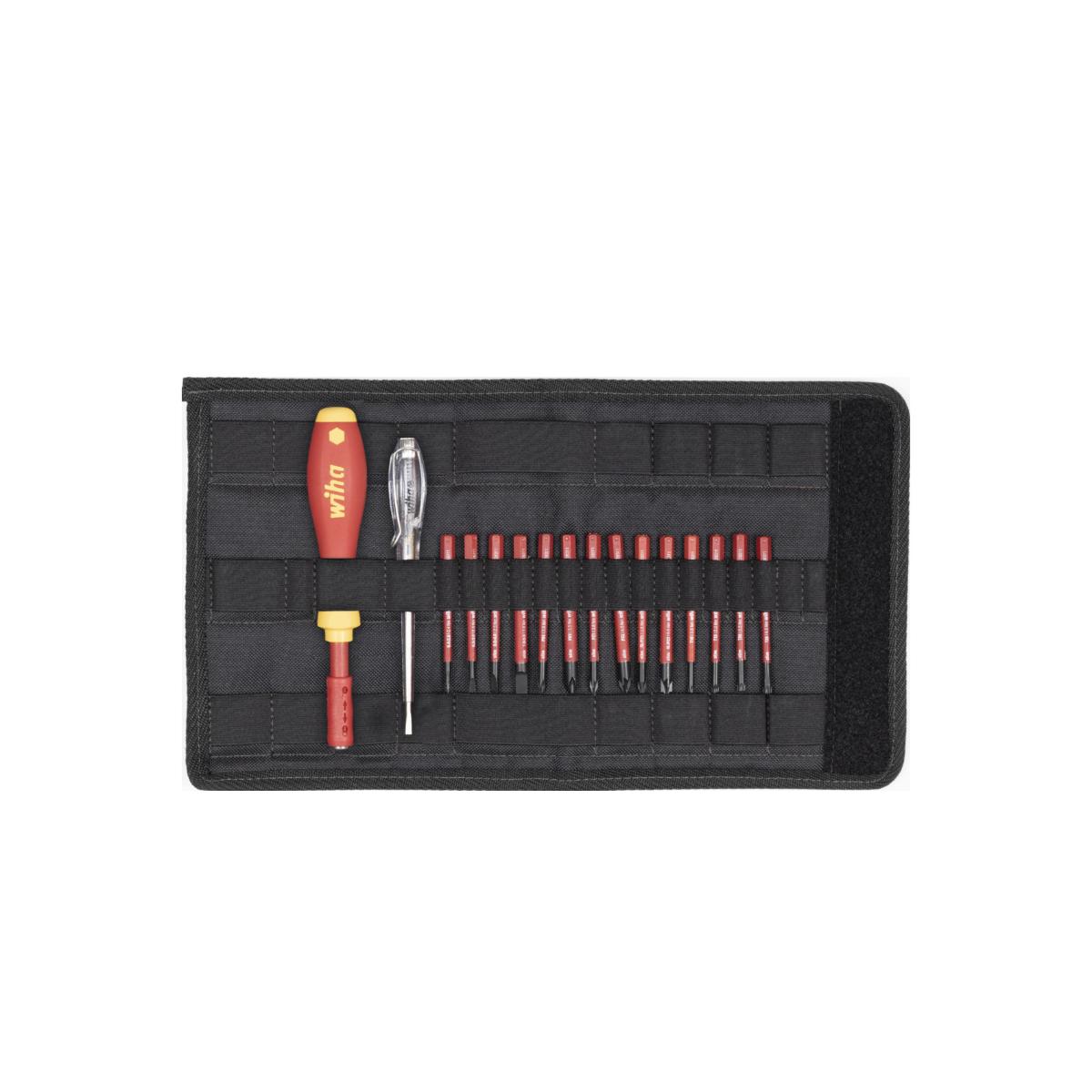 Wiha Schraubendreher mit Bithalter SoftFinish electric slimVario gemischt 17-teiliges Set mit Falttasche