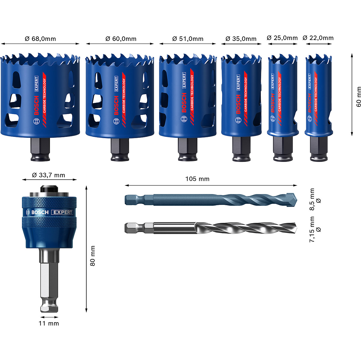 Bosch EXPERT Lochsäge ToughMaterial-Set 8tlg EXP