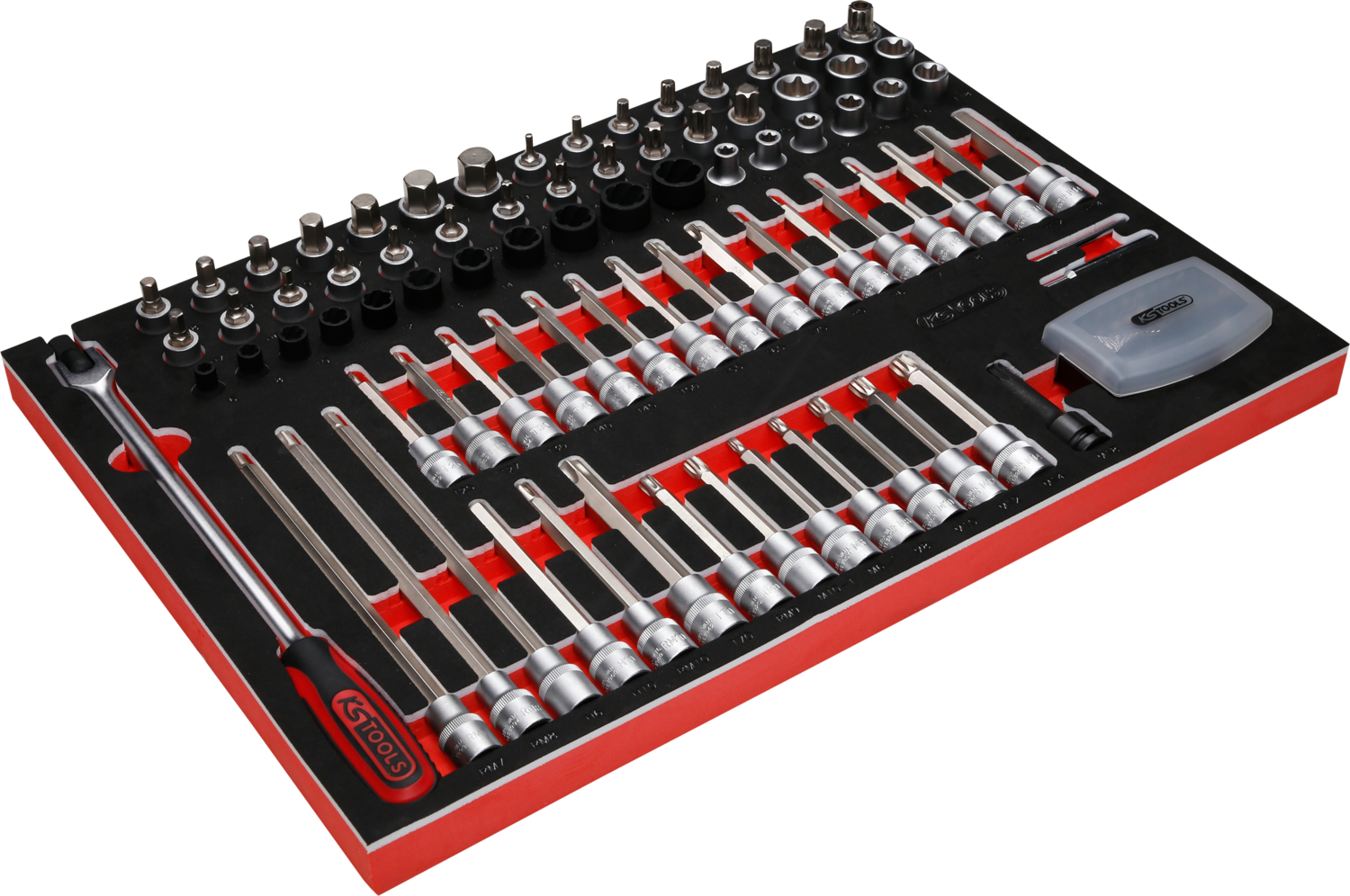 KS Tools 1-2'' Bit-Stecknuss-Satz in Schaumstoffeinlage, 111-tlg