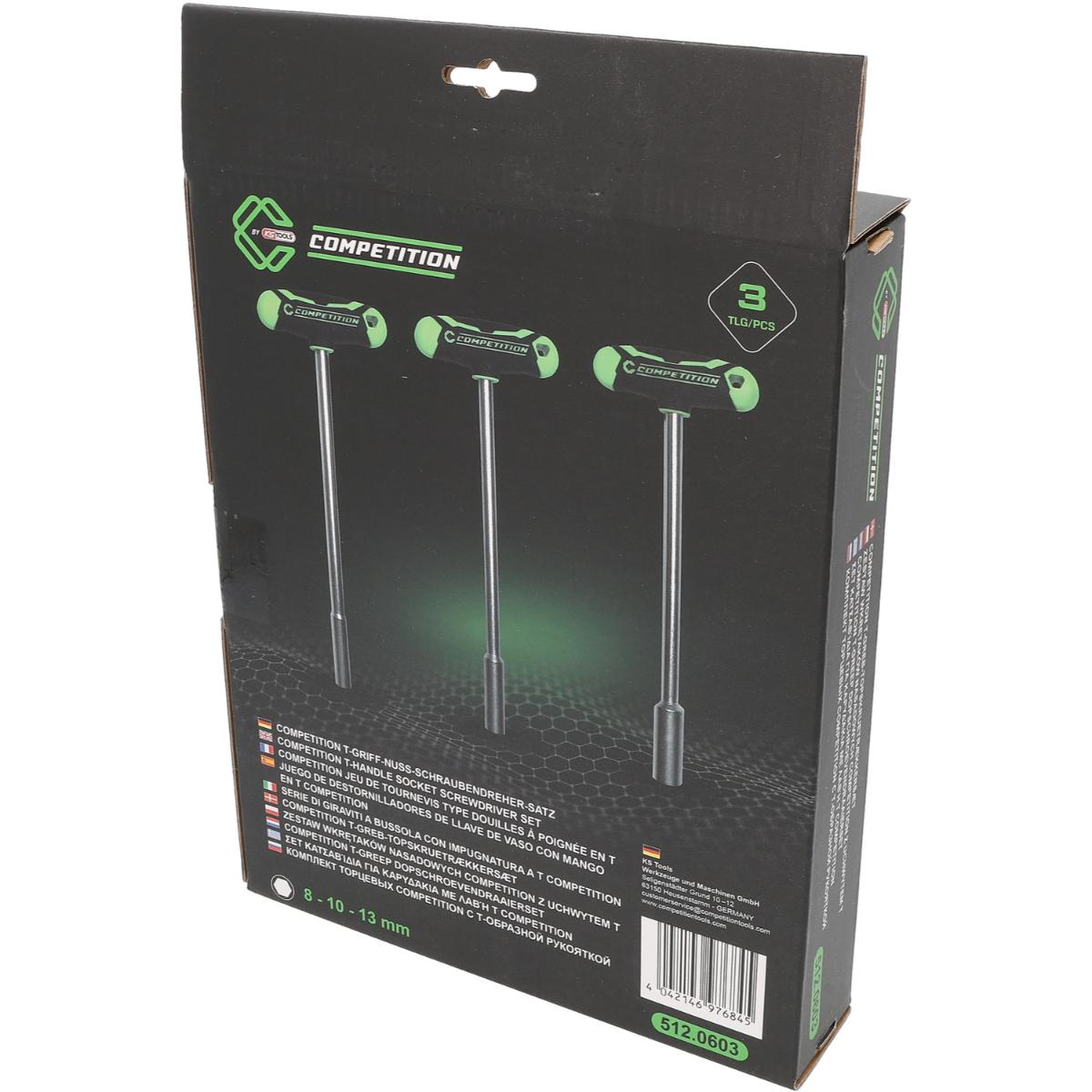 COMPETITION T-Griff-Nuss-Schraubendreher 3-teiliegs Set