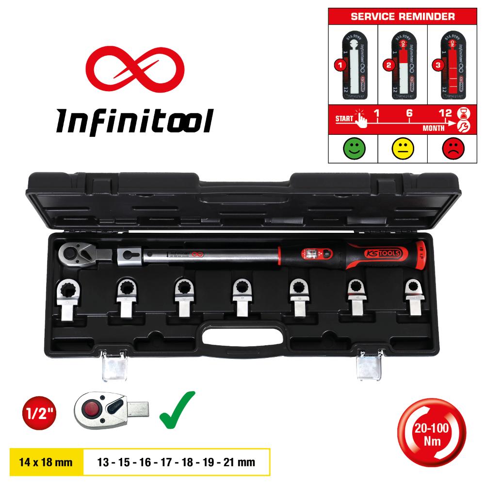 KS Tools 14x18mm INFINITOOL Einsteck-Drehmomentschlüssel-Satz 20-200Nm, 9-tlg