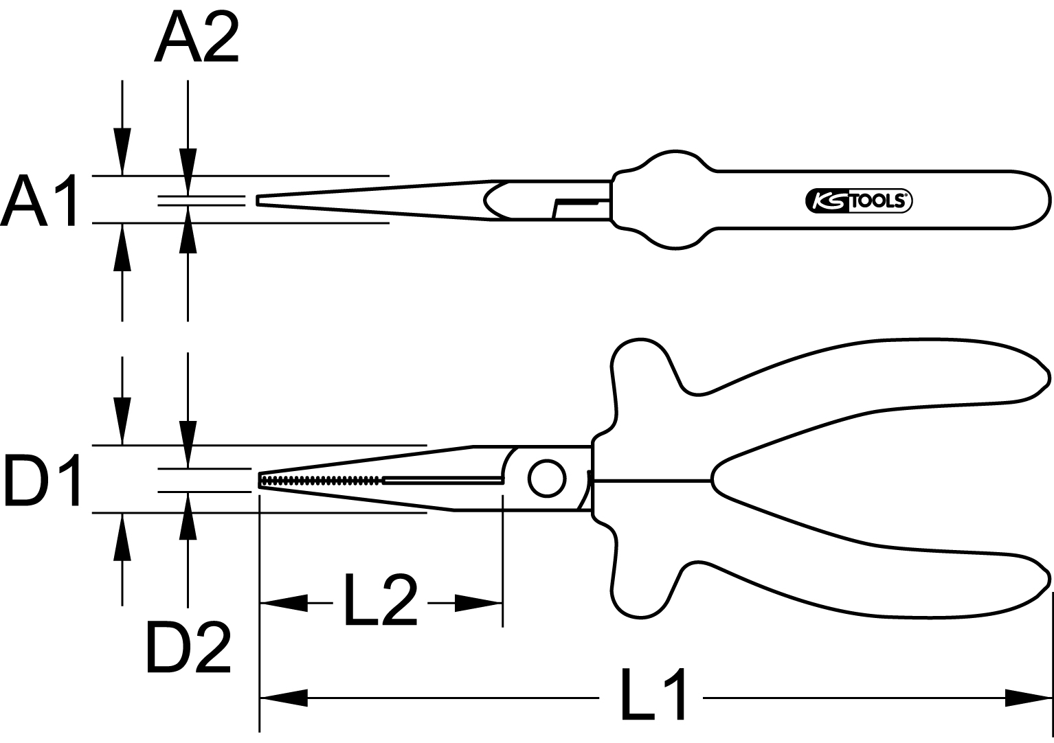 KS Tools 1000V Flachzange, lange Backen, 160mm