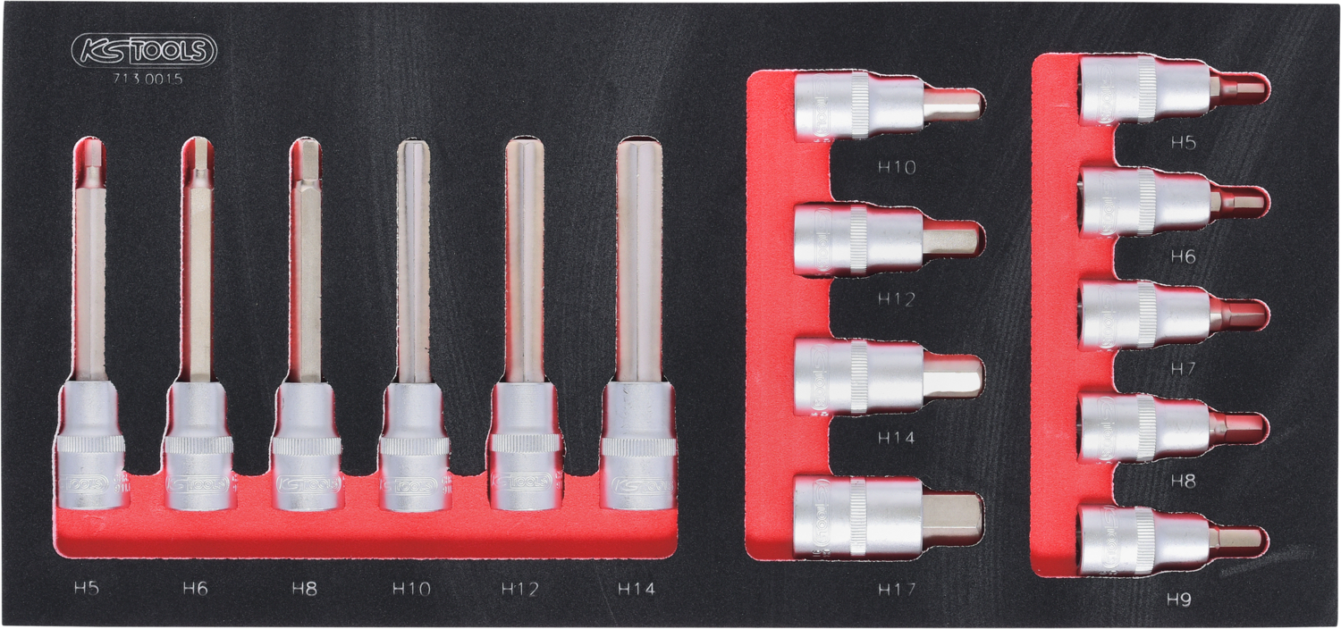 KS Tools SCS 1-2'' Bit-Stecknuss-Satz, 15-tlg in 1-3 Systemeinlage