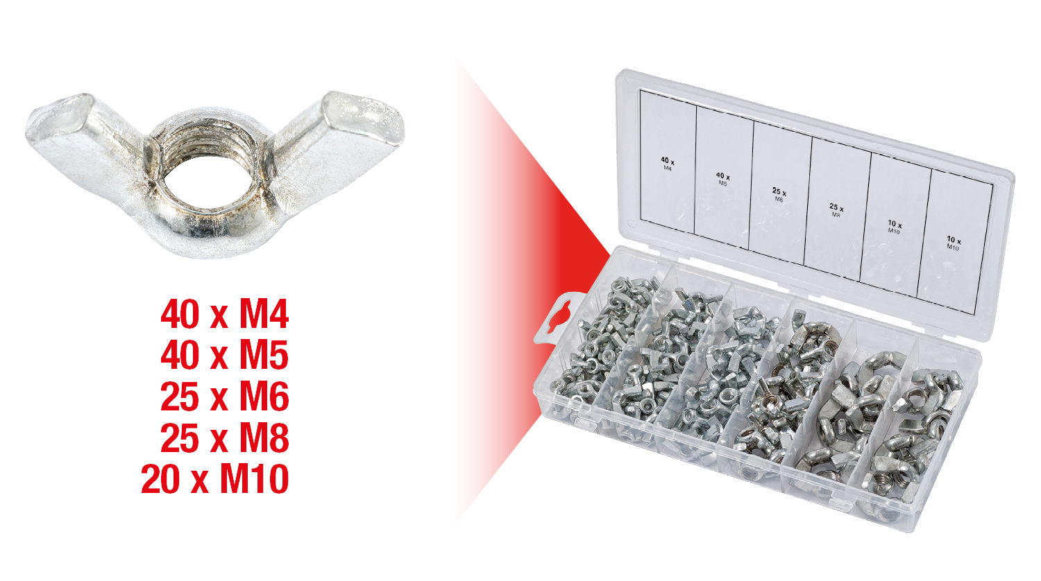 KS Tools Sortiment Flügelmuttern, 150-tlg