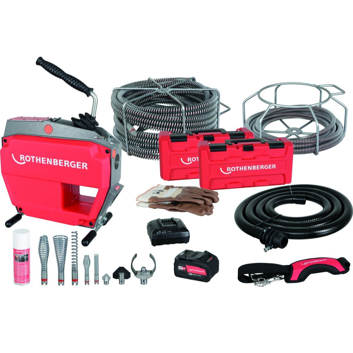 ROTHENBERGER R600 VarioClean + Akku + Ladegerät + Spirale/Werkzeug-Set DuraFlex (16mm +22mm)