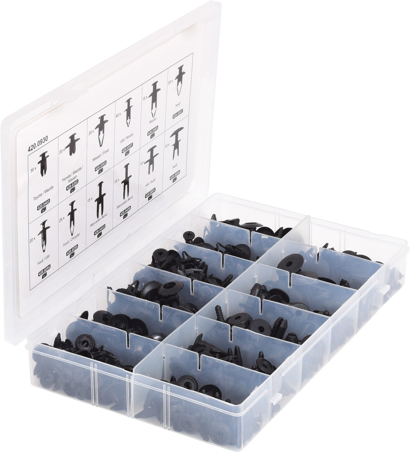 KS Tools Befestigungs-Clip-Satz - Einschraubnieten, 240-tlg