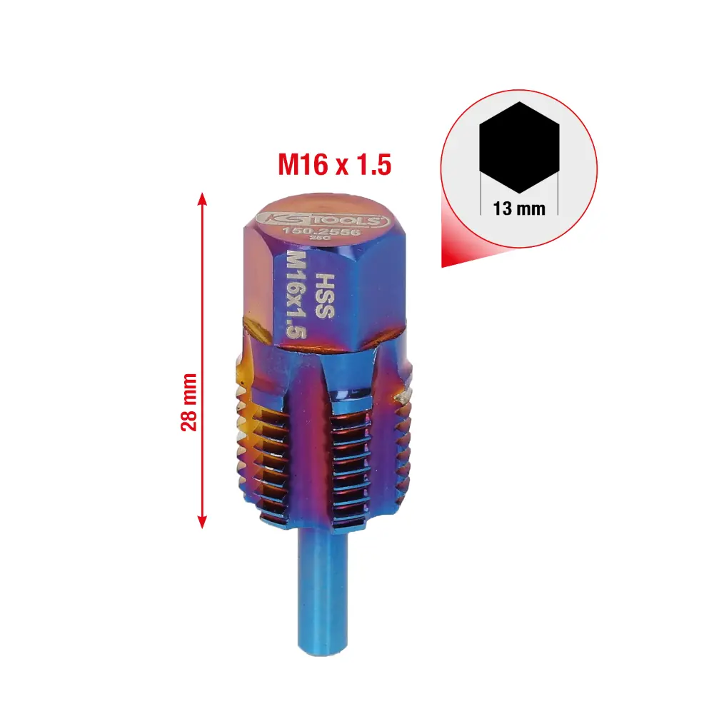 KS TOOLS Gewindeschneider mit Führungsbolzen für Temperatursensoren, M16x1,5