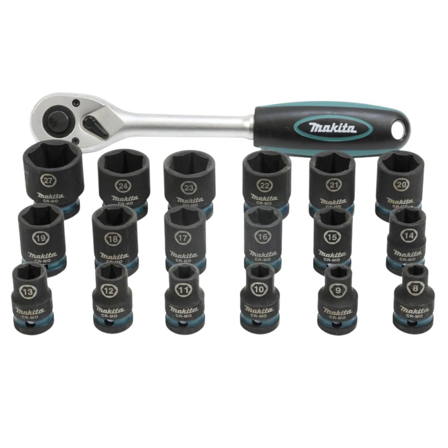 Makita Impact Black Schlagnuss-Set 1/2 Zoll mit Ratsche 19-teilig - E-30069