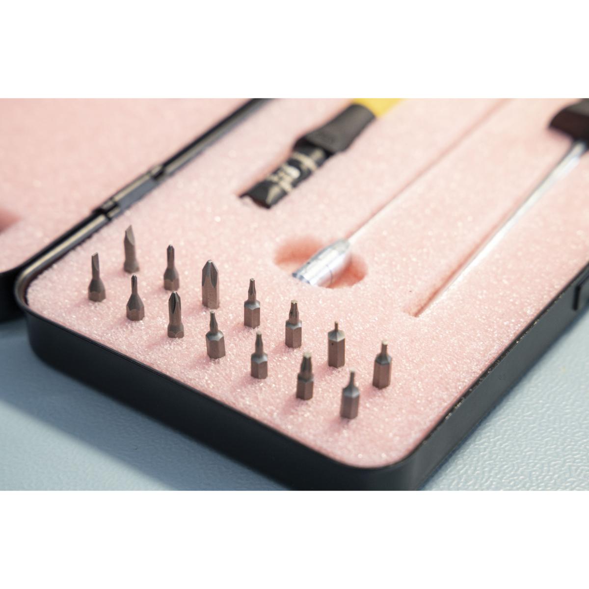 Wiha Drehmoment-Schraubendreher Set TorqueVario -S Micro ESD 0,1-0,6 Nm gemischt 18-teiliges Set variabel einstellbare Drehmomentbegrenzung mit Box