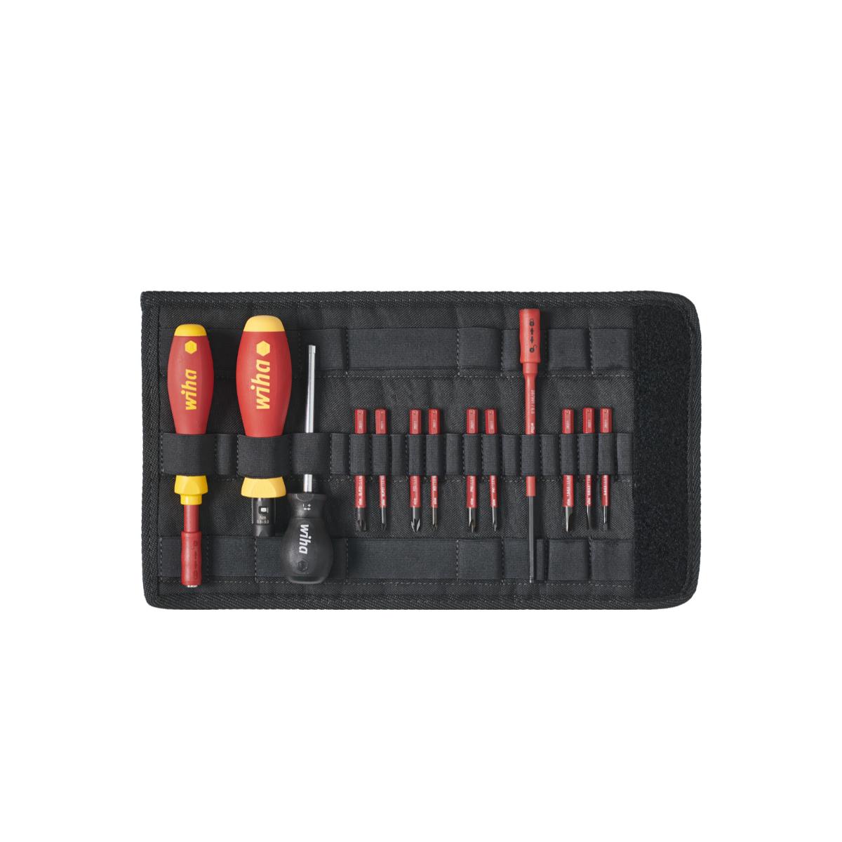 Wiha Drehmoment-Schraubendreher Set TorqueVario -S electric 0,8-5,0 Nm gemischt 14-teiliges Set variabel einstellbare Drehmomentbegrenzung mit Falttasche