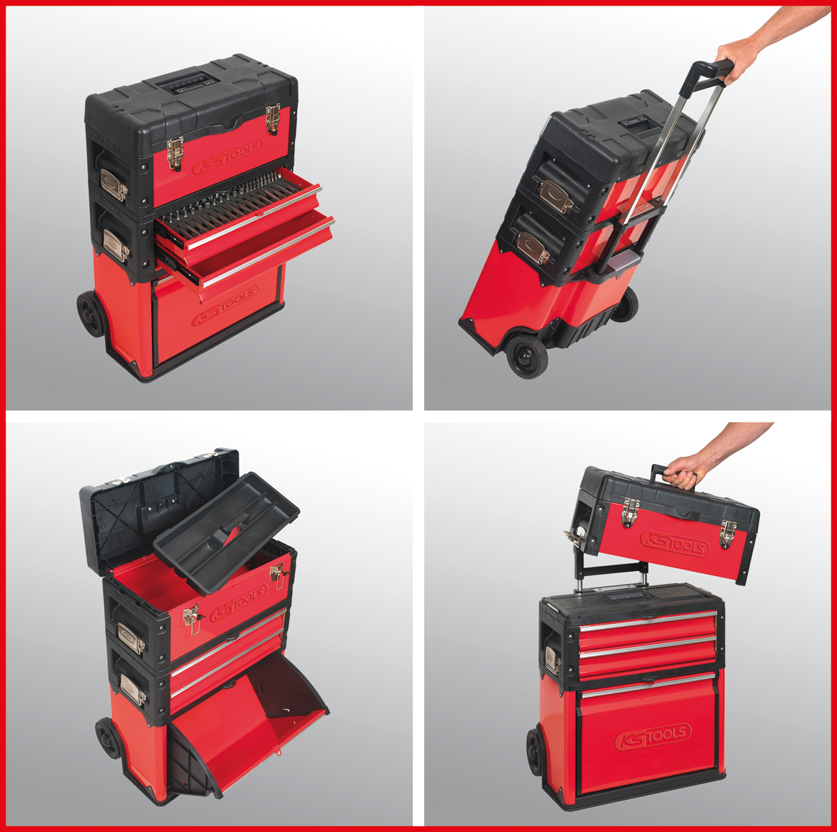 KS Tools Fahrbarer Kunststoff-Stahlblech-Werkzeugkasten