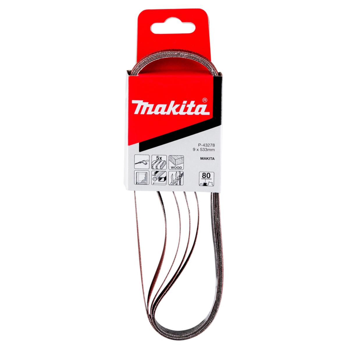 Makita Schleifband Holz und Metall - 9 x 533 mm - 5 Stück