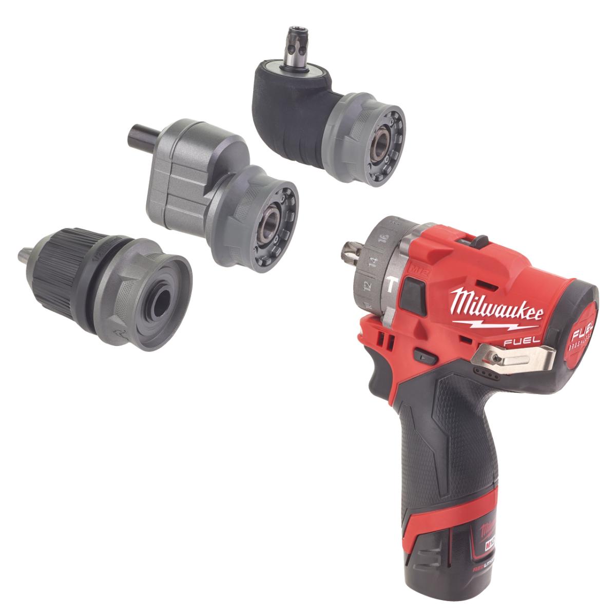 Milwaukee M12 FUEL Akku-Kompakt-Schlagbohrschrauber mit Schnellwechselbohrfutter M12 FPDXKIT-202X