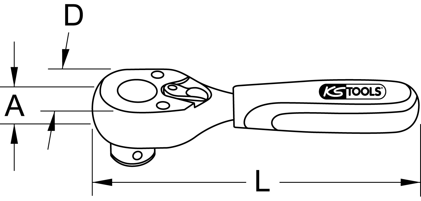 KS Tools 10mm Bit-Umschaltknarre, 120mm
