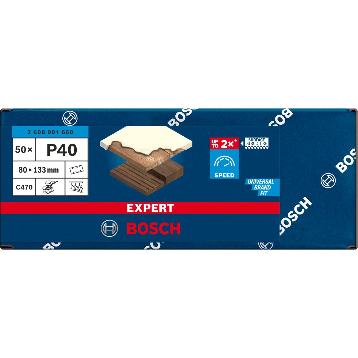 Bosch EXPERT C470 Schleifpapier, 80 x 133 mm, 50 Stück