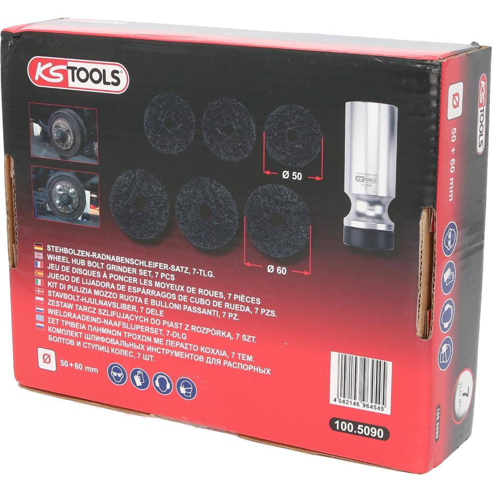 KS Tools Stehbolzen-Radnabenschleifer-Satz, Ø 50 / 60 mm, 7-tlg