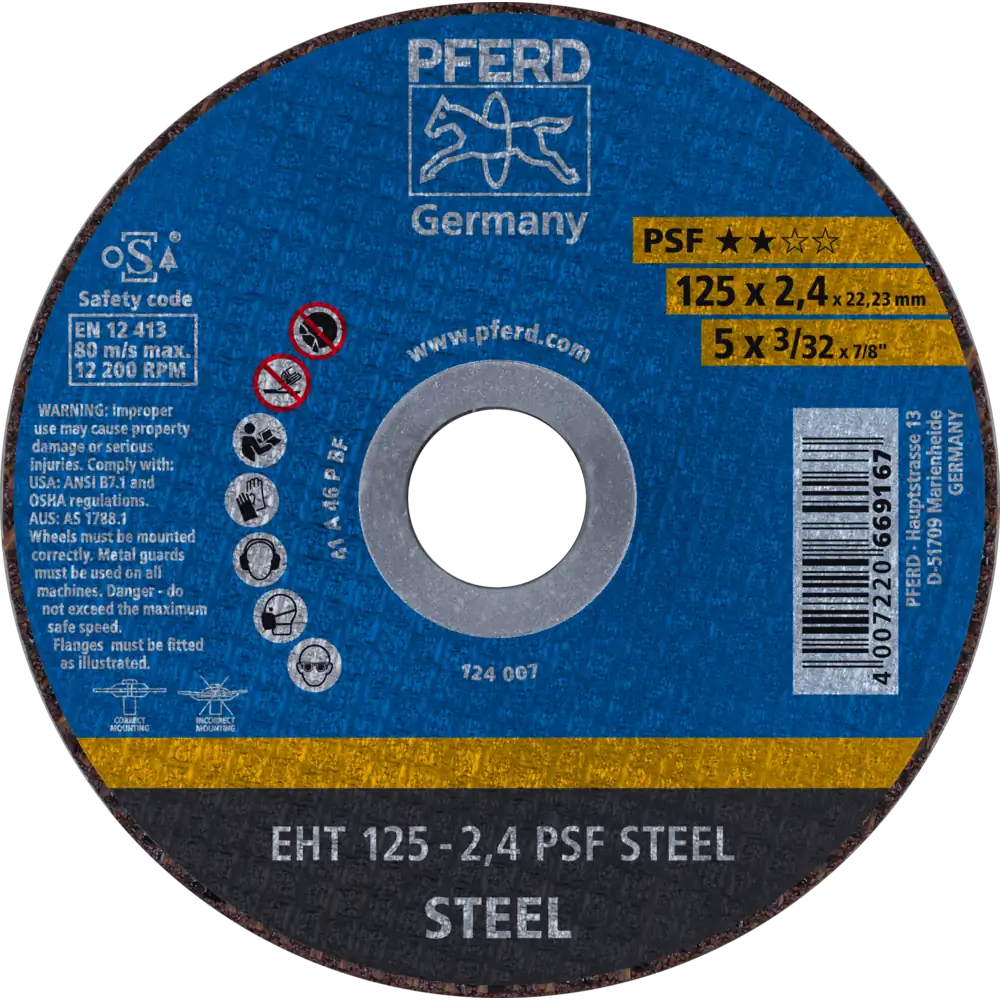 PFERD TOOLS Trennscheibe EHT gerade Universallinie PSF STEEL für Stahl