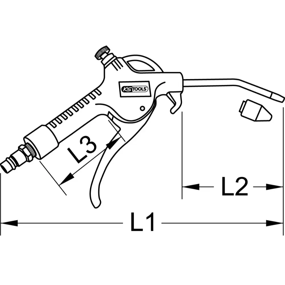 KS TOOLS Druckluft-Ausblaspistole mit flexibler Düse