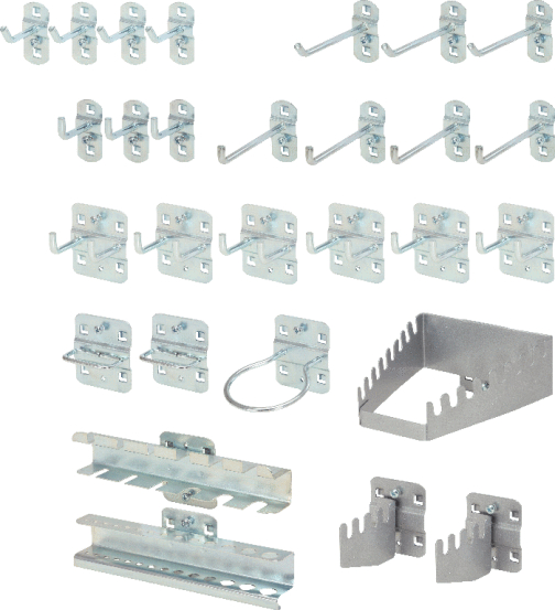 KS Tools Hakensortiment für Lochplatten, 28-tlg