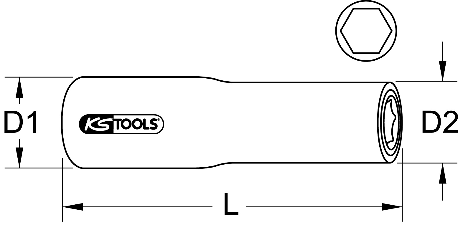 KS Tools 1/2" Stecknuss mit Schutzisolierung, lang