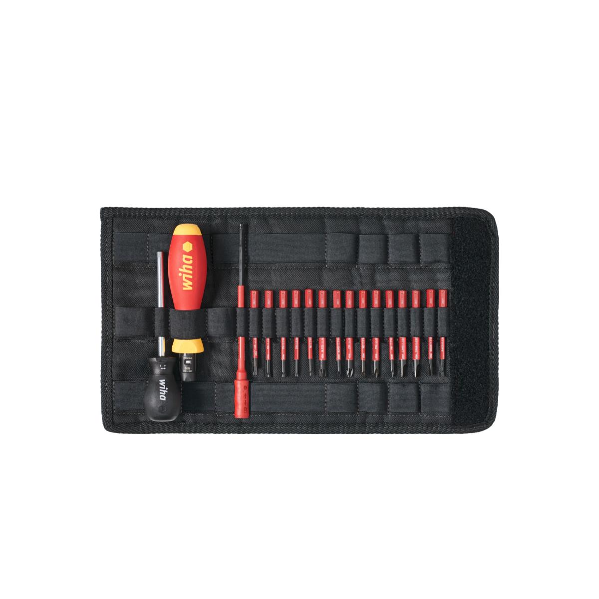 Wiha Drehmoment-Schraubendreher Set TorqueVario -S electric 0,8-5,0 Nm gemischt 19-teiliges Set variabel einstellbare Drehmomentbegrenzung mit Falttasche