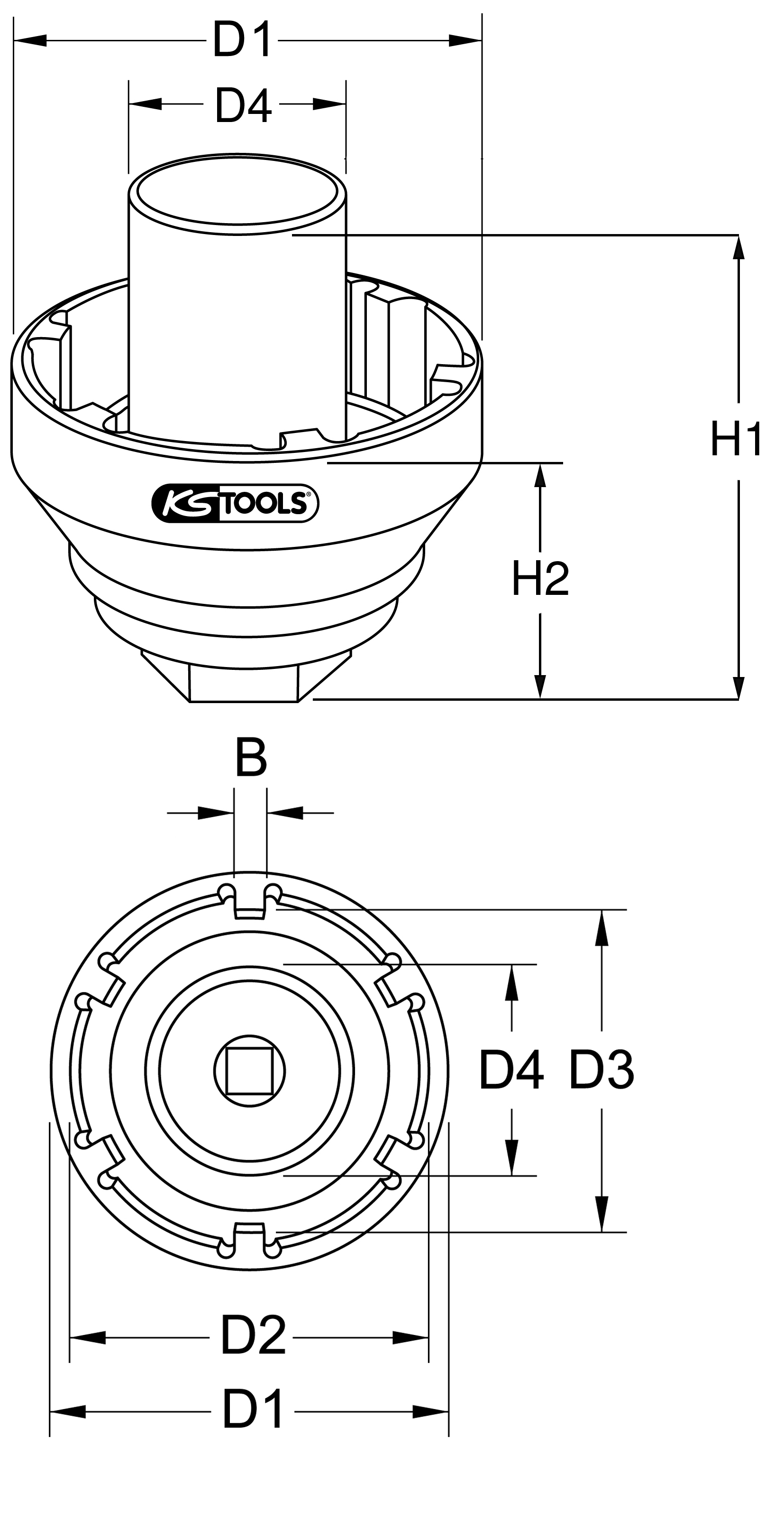 KS Tools 3/4" Nutmuttern-Schlüssel mit Führungsrohr, MAN TGA